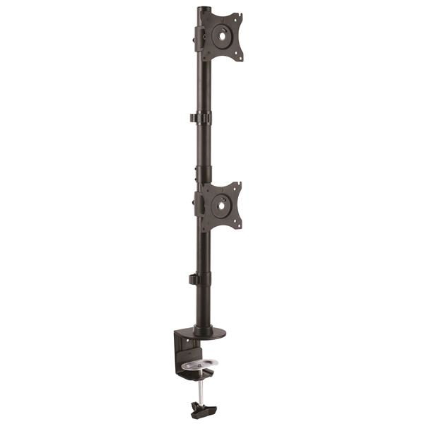 Vertical Desk Mount Dual Monitor Arm - For Monitors up to 27 - Adjustable - Desk Clamp / Grommet-Hole Mount - Dual VESA Monitors - Black (ARMDUALV) Robust steel Desk mount 13-27 2 arms - ARMDUALV
