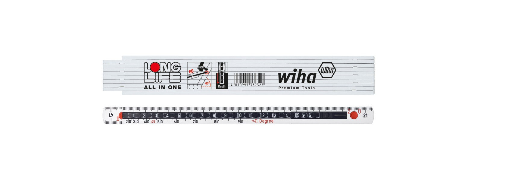 Wiha 410 2007 Ruban à mesurer en fibre de verre, Blanc, 2 x 15mm, 139g