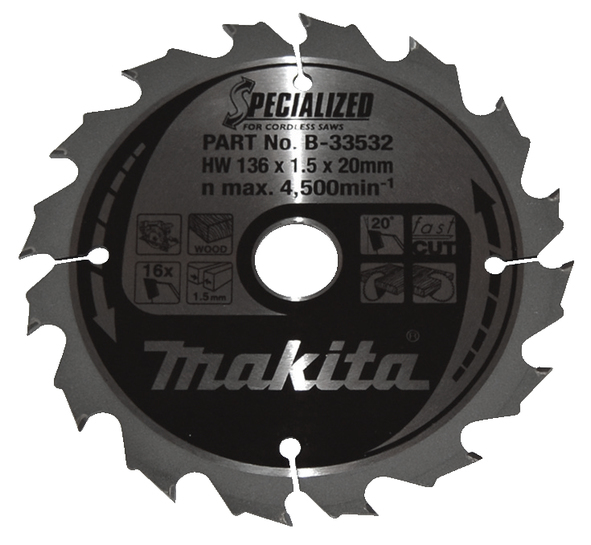 Makita B-33532 Lame de scie 136x20mm 1-1.5mm