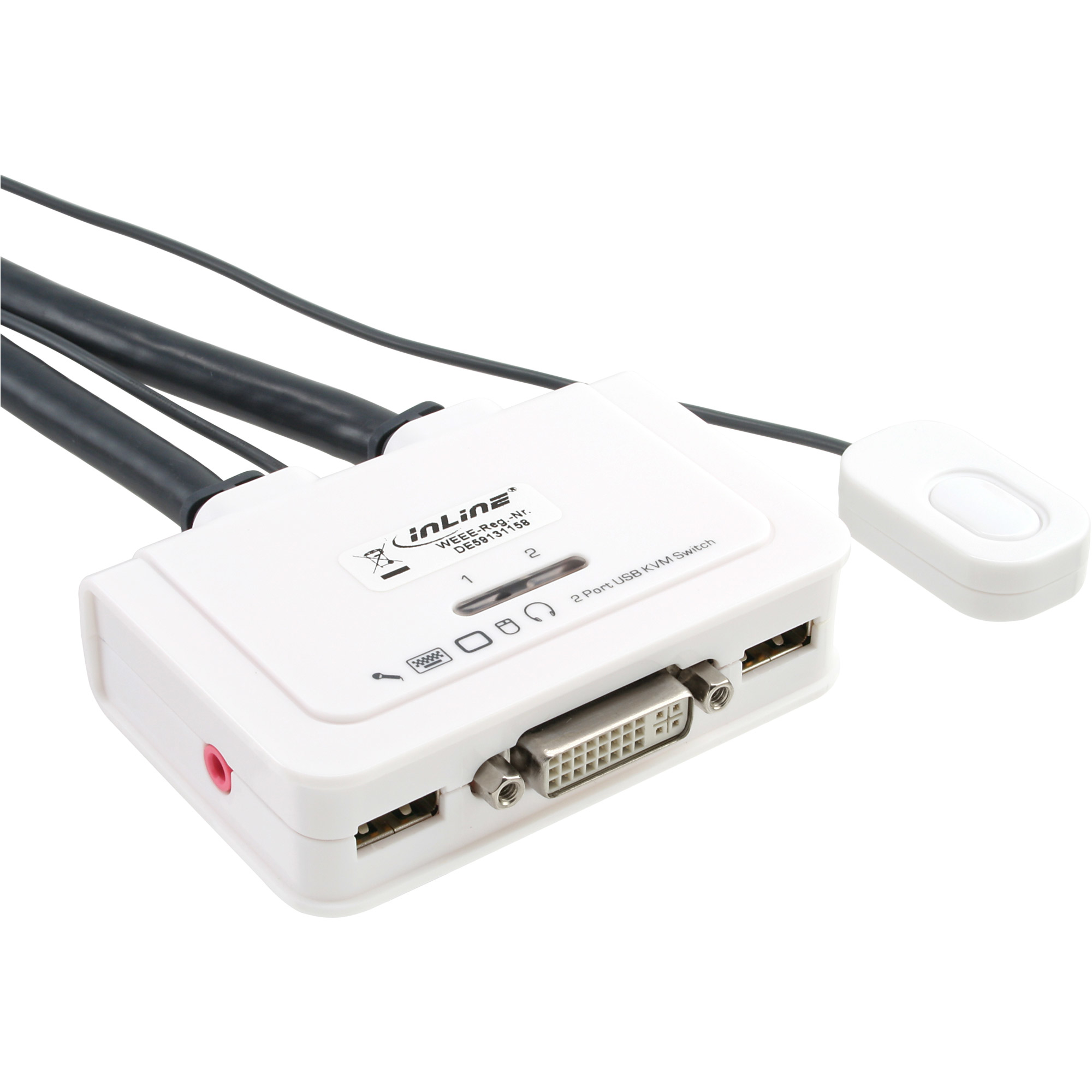 Commutateur KVM DVI 2 ports en ligne avec audio USB