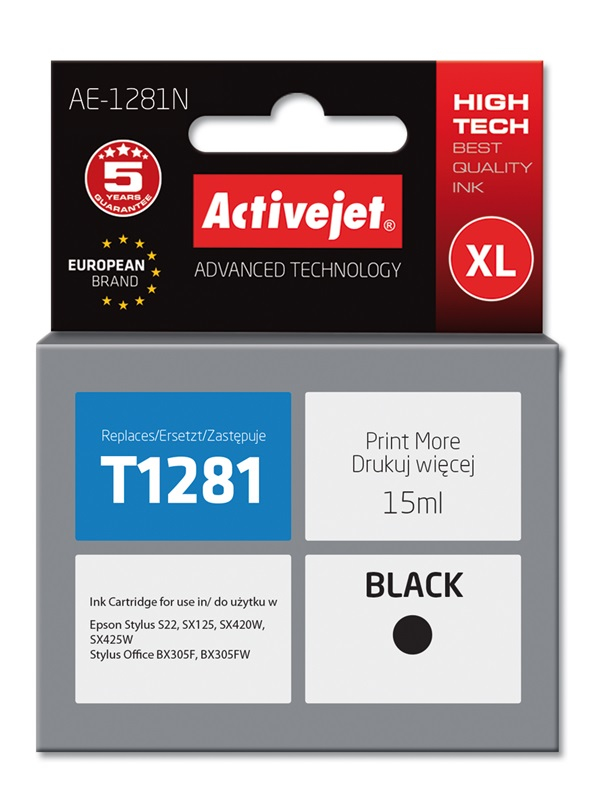 Activejet AE-1281N ink cartridge black 15 ml replaces Epson T1281