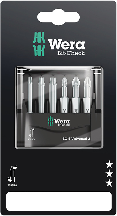 Wera Bit-Check 6 Universal 2 SB - 6 pièces - Phillips - Pozidriv - Torx
