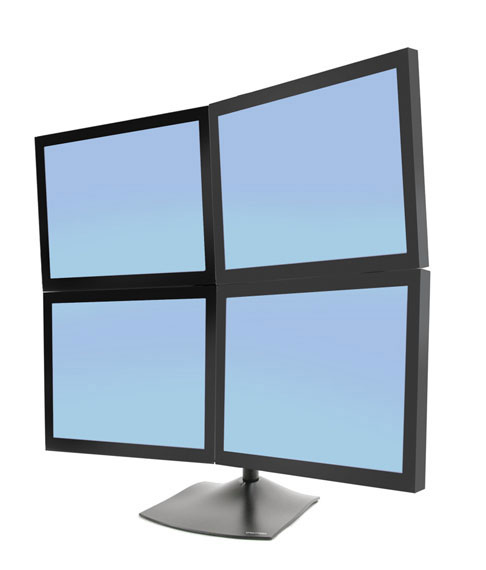Support de bureau Ergotron série DS DS100 pour quatre écrans - 14 kg - 61 cm (24") - 75 x 75 mm - 100 x 100 mm - Noir
