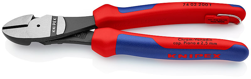 Pince coupante diagonale d'atelier KNIPEX 74 02 200 T avec œillet de sécurité
