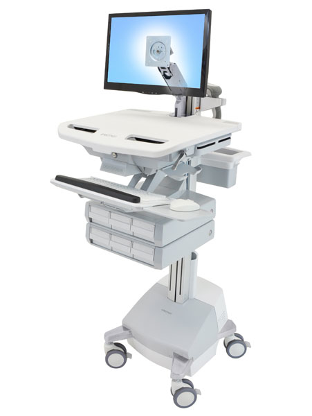 Ergotron StyleView - Chariot multimédia - Aluminium - Gris - Blanc - Aluminium - Plastique - Acier zingué - Écran plat - 16,8 kg - 61 cm (24")
