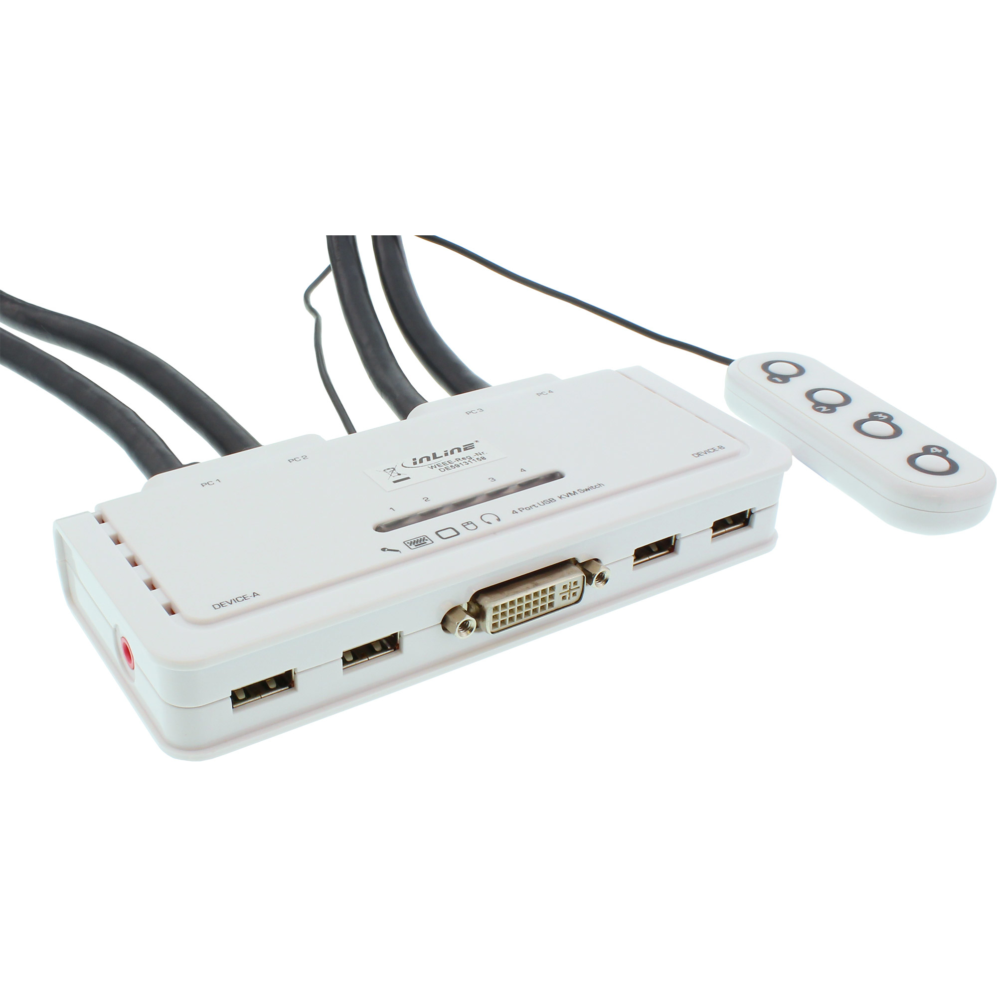 InLine DVI USB KVM Switch 4-ports lyd - 61614I
