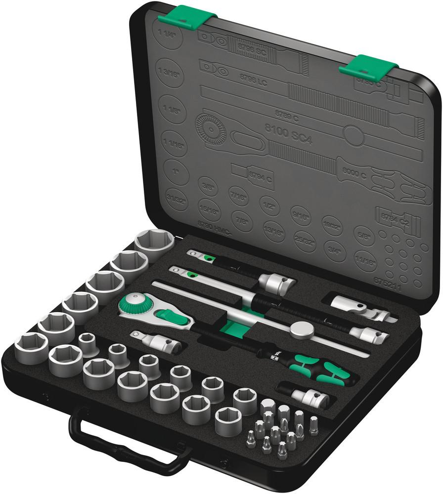 Jeu de clés à douille Wera 8100 SC 4 Zyklop pouces 1/2" 12,5 mm 38 pièces.