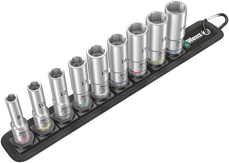 Wera 05004545001 - Jeu de douilles - 3/8" - Métrique - 9 têtes - 8, 10, 12, 13, 15, 16, 17, 18, 19 mm - 320 mm
