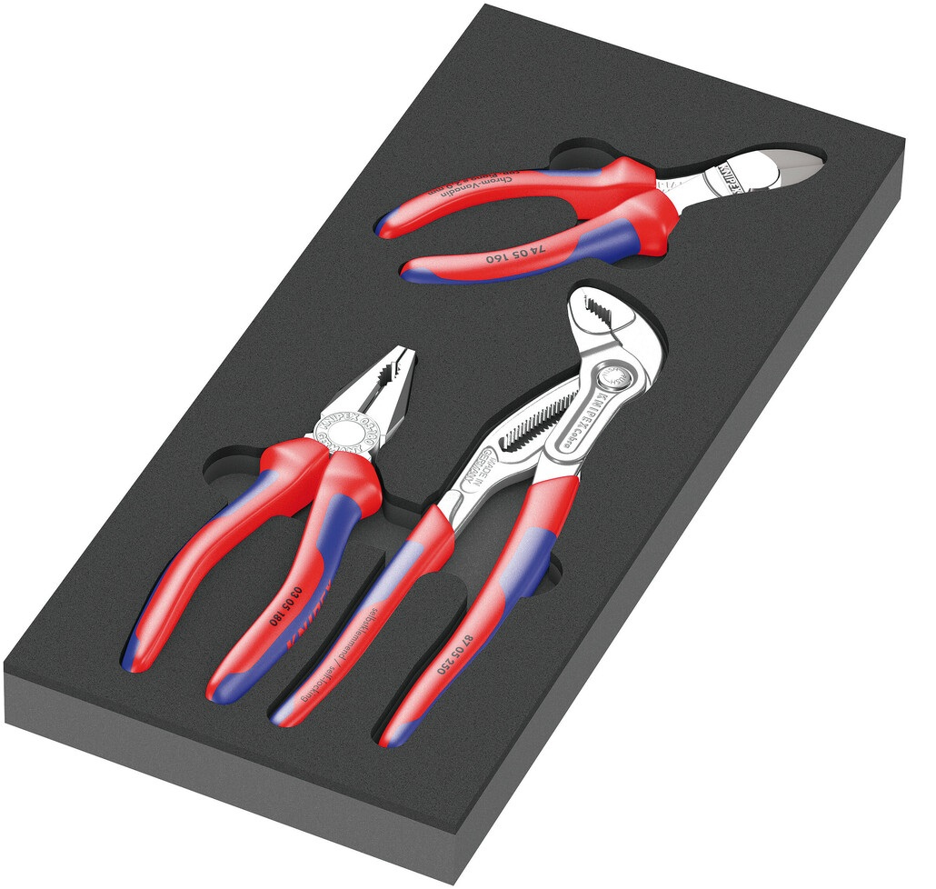 Jeu de pinces Knipex 3 pièces avec insert en mousse Wera 05150180001