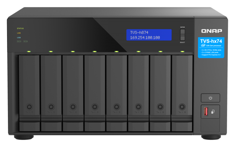QNAP TVS-h874 - NAS - Tour - Intel® Core™ i5 - i5-12400 - Noir