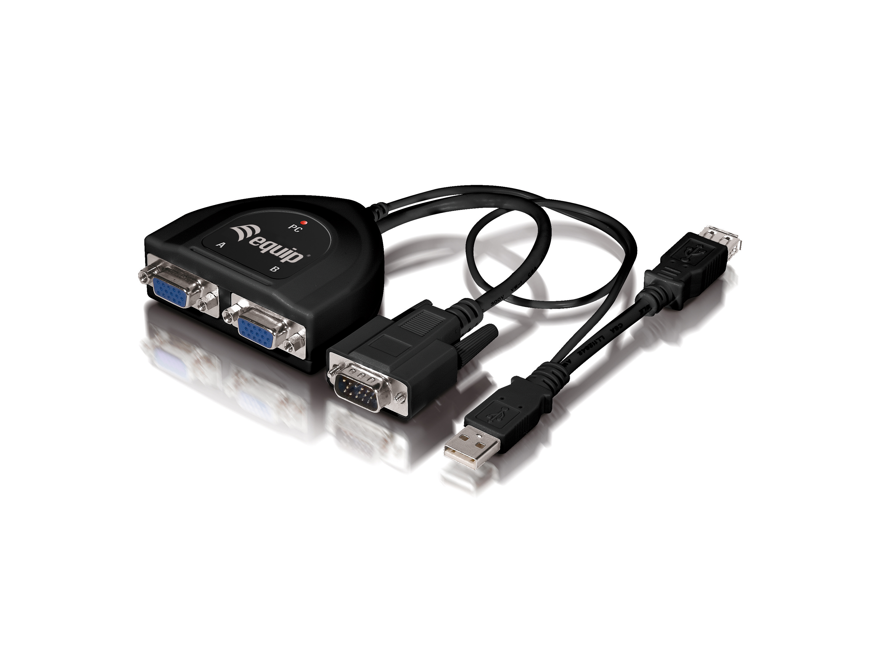Equip 2-Port VGA Cable Splitter - VGA - 2x VGA - 2048 x 1536 pixels - Black - Plastic - 450 MHz - 332521