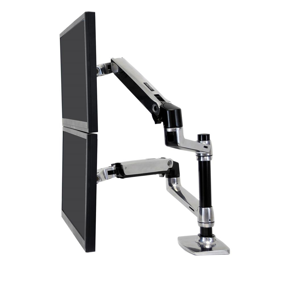 Ergotron LX Series Dual Stacking Arm - 18.1 kg - 61 cm (24") - 75 x 75 mm - 100 x 100 mm - Height adjustment - Silver - 45-248-026