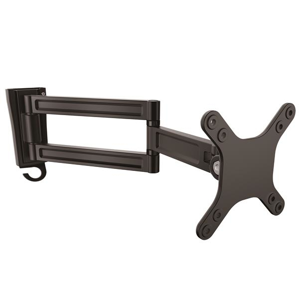 Monitor Wall Mount - Dual Swivel - Supports 13'' to 34'' Monitors - VESA Monitor / TV Wall Mount - Wall Mount Swivel Monitor Arm - Black (ARMWALLDS) Aluminium Vægmontering 13-27 LCD display - ARMWALLDS