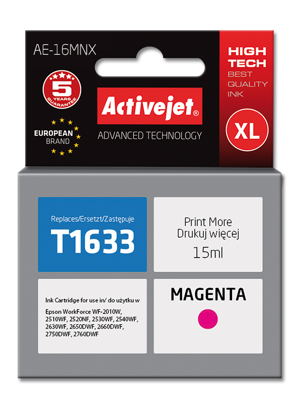 Activejet AE-16MNX ink cartridge magenta 15 ml replaces Epson 16XL T1633