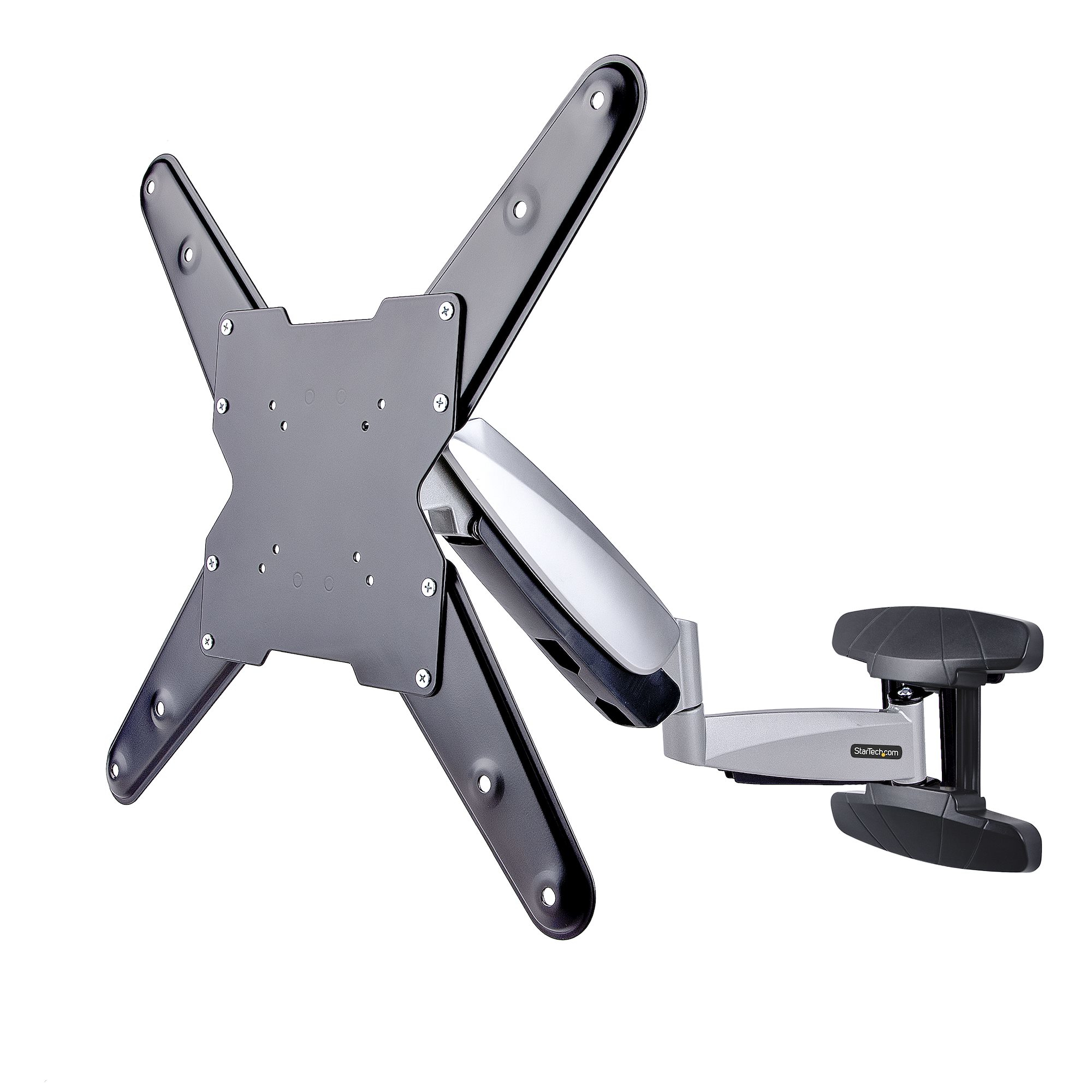 StarTech VESA TV Wall Mount - Adjustable Full Motion TV Wall Mount For 23"-55" Displays - Slim TV Mounting Bracket Supports 66lb (30kg) - Extendable/Tilting/Swivel TV Wall Mount - 75 x 75 mm - 400 x 400 mm - - 15 - 8° - 3° - Aluminum - Steel - Black - Silver - FHA-TV-WALL-MOUNT