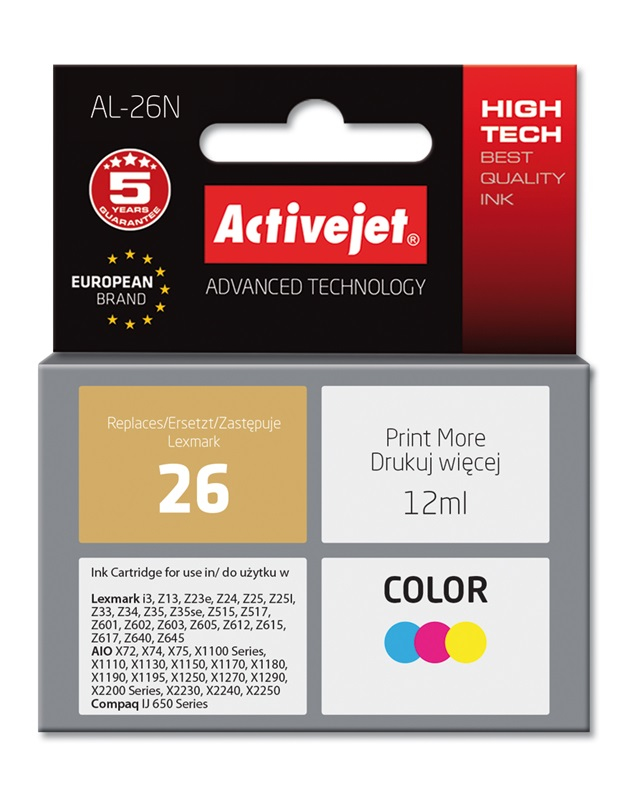 Activejet AL-26N cartouche d'encre couleur 12 ml remplace Lexmark 26 10N0026