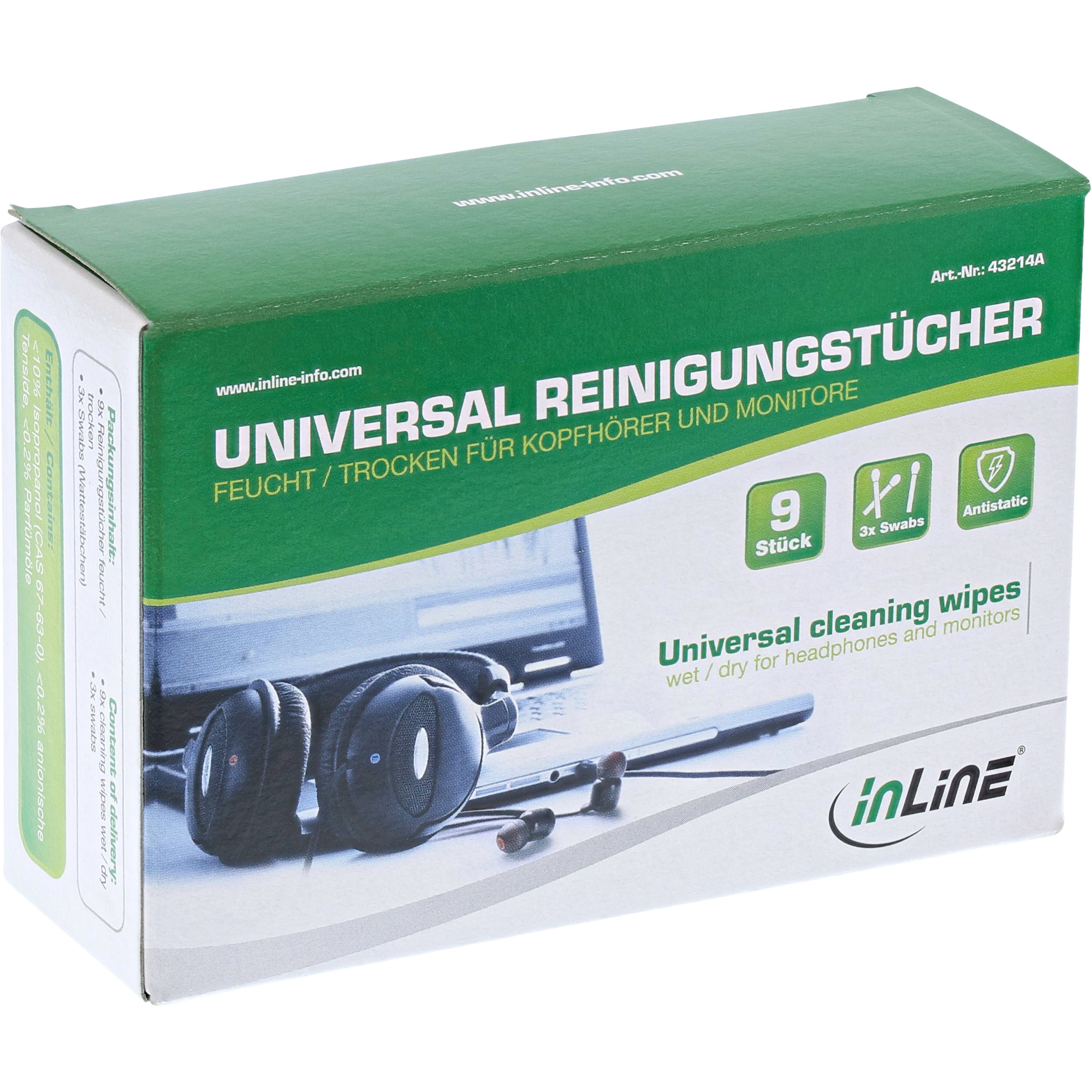 Lingettes nettoyantes universelles InLine humides/sèches