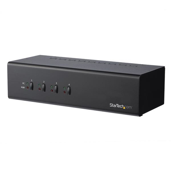 StarTech.com 4 Port DVI KVM Switch mit USB 3.0 Hub - Dual Monitor KVM Umschalter - TAA konform - 1920 X 1200 digitale Auflösung - KVM-/Audio-/USB-Switch - 4 x KVM/Audio/USB