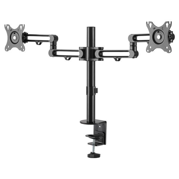 StarTech ARMDUAL3 double monitor arm for table mounting (articulated arms for up to 81.30cm (32") -VESA screens, monitor mount) - Table mount for 2 monitors (adjustable arm) - Aluminum - Black - Screen size: up to 81.3 cm (up to 81.30cm (32") ) - ARMDUAL3