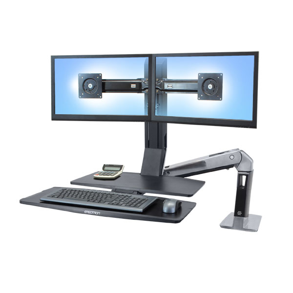 Ergotron WorkFit -A - Dual - 11.3 kg - 55.9 cm (22") - 75 x 75 mm - 100 x 100 mm - Black