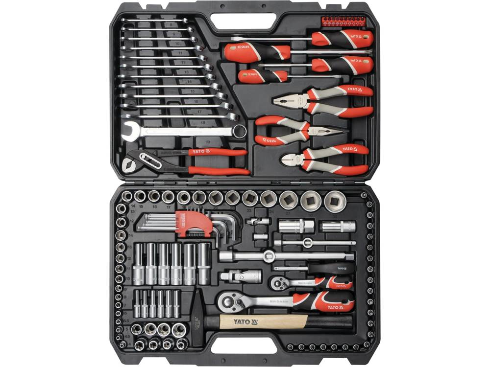 Yato YT-38901 Jeu d'outils XXL - 122 pièces, entraînements 1/4 » et 1/2 »