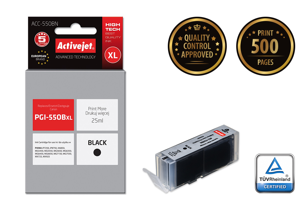 Activejet ACC-550BN ink cartridge black 25 ml replaces Canon PGI-550Bk