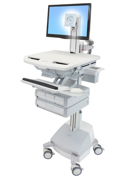 Ergotron StyleView - Chariot multimédia - Aluminium - Gris - Blanc - Aluminium - Plastique - Acier zingué - Écran plat - 17,3 kg - 61 cm (24")