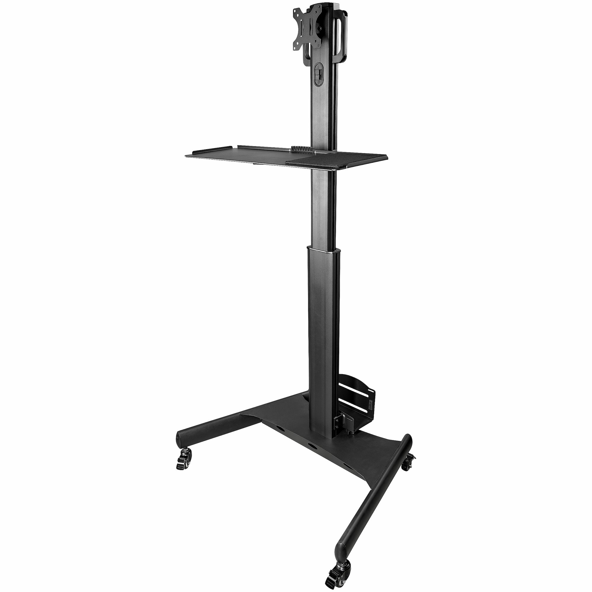 Computer desk with wheels and monitor mount CPU/PC holder Keyboard tray Ergonomic desktop computer cart - WKSTNCART