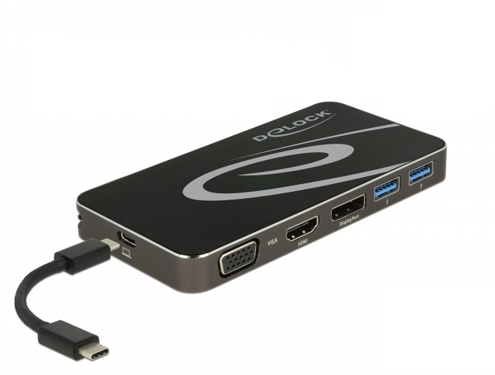 Delock 87773 - Wired - USB 3.2 Gen 1 (3.1 Gen 1) Type-C - 4.5 W - Black - 3840 x 2160 pixels - China - 87773