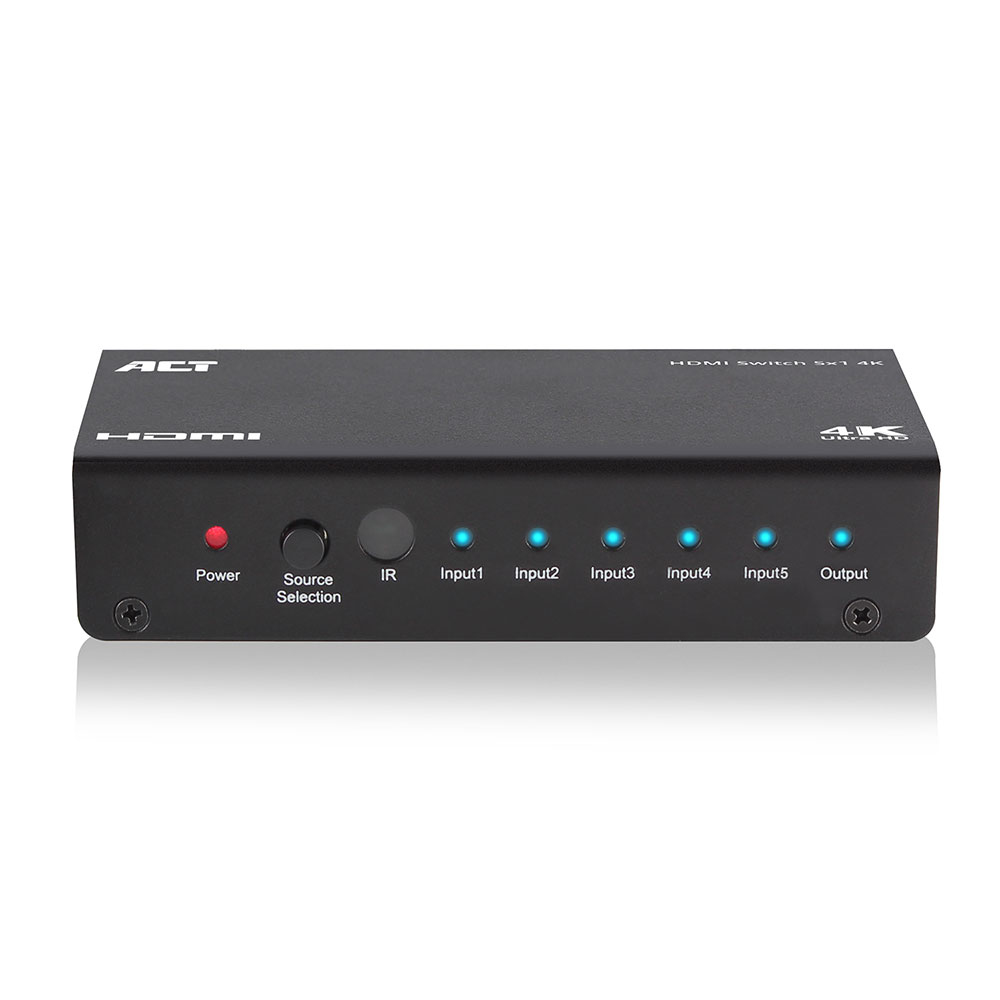 ACT AC7840 5x1 Commutateur HDMI, prise en charge 4K/3D, 60 Hz, 2160p, noir