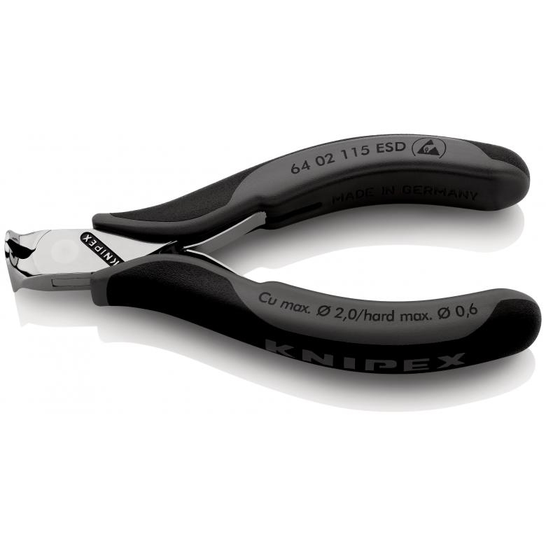 KNIPEX 64 02 115 ESD - Coupe-câble manuel - Noir - Acier inoxydable - 1,6 cm - 2 mm - DIN ISO 9654 - DIN EN 61 340-5 - 130 mm