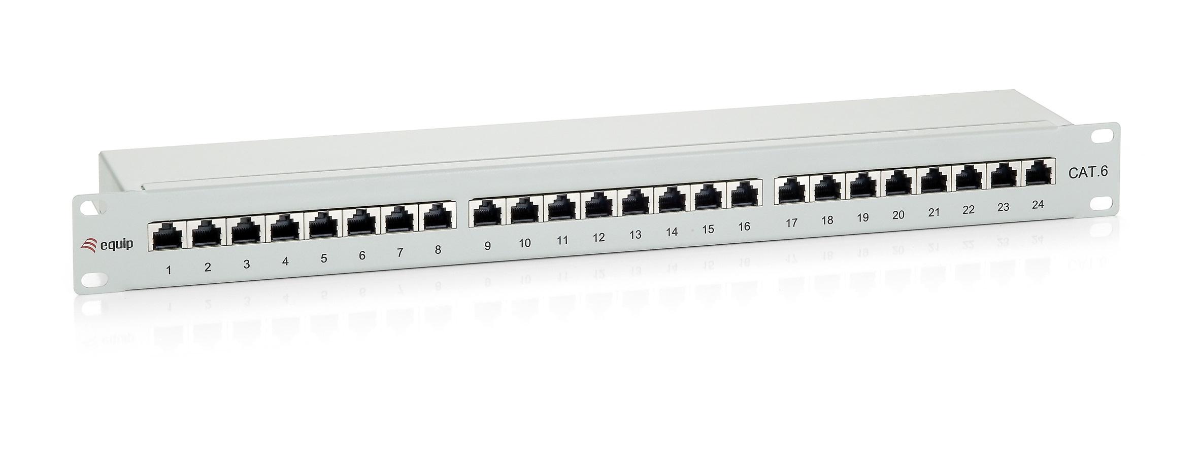 Panneau de brassage blindé Equip 24 ports Cat. 6 - Gris clair - RJ-45 - Doré - Cat. 6 - Gris - Montage en rack - 1U