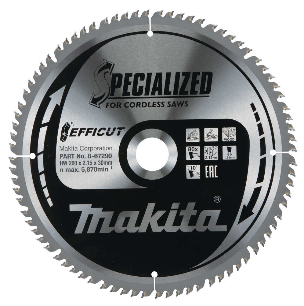 Makita B-67290 Lame de scie 260mm 5870 RPM