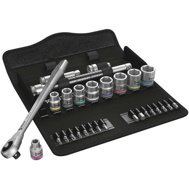 Wera 8100 SB 7 - Jeu de clés à douille - Noir, Chrome - CE - Manche à cliquet - 1 pièce(s) - 3/8"