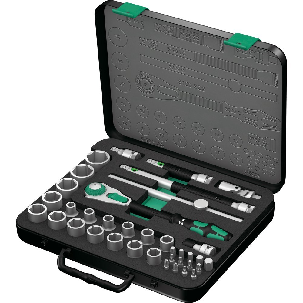 Wera 05003645001 - Jeu de clés à douille - 37 pièces. - Noir, Vert - CE - Poignée à cliquet