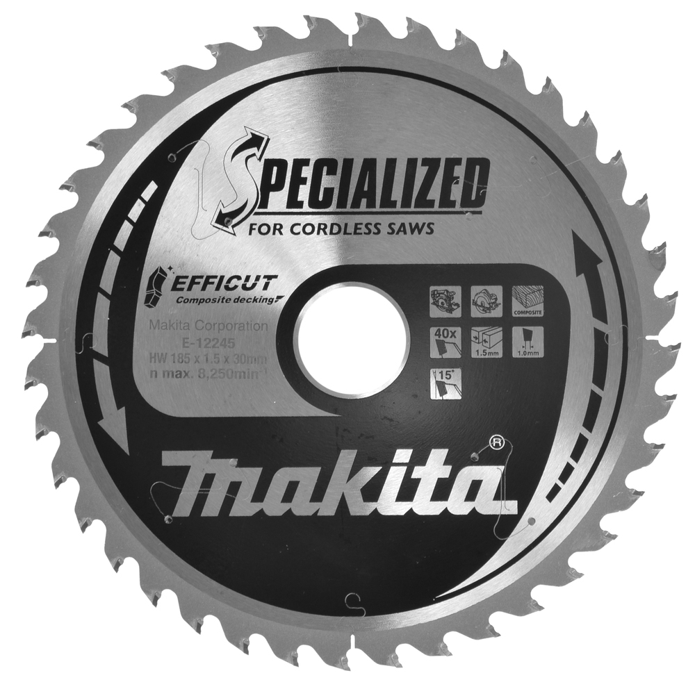 Makita E-12245 Saw Blade Plastic Wood 185mm 8250 RPM - E-12245