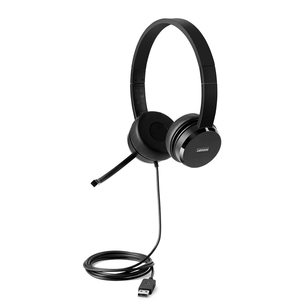 100 - Headset - On-Ear - kabelgebunden - USB - Svart - för IdeaPad 3 15, Legion T7 34, ThinkCentre M70a Gen 2, ThinkCentre neo 50, V50t Gen 2-13 - 4XD0X88524