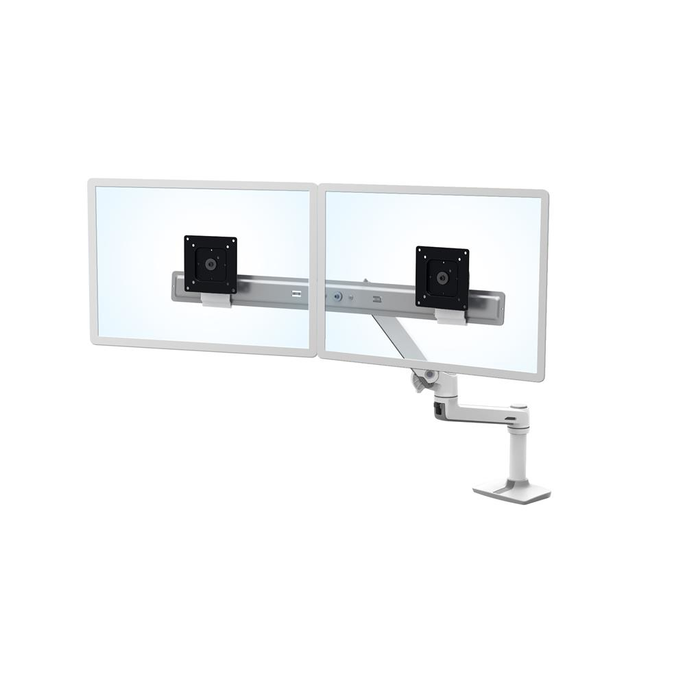Ergotron Série LX - Bras double direct pour bureau - Autonome - 9,9 kg - 63,5 cm (25") - 100 x 100 mm - Réglage en hauteur - Blanc