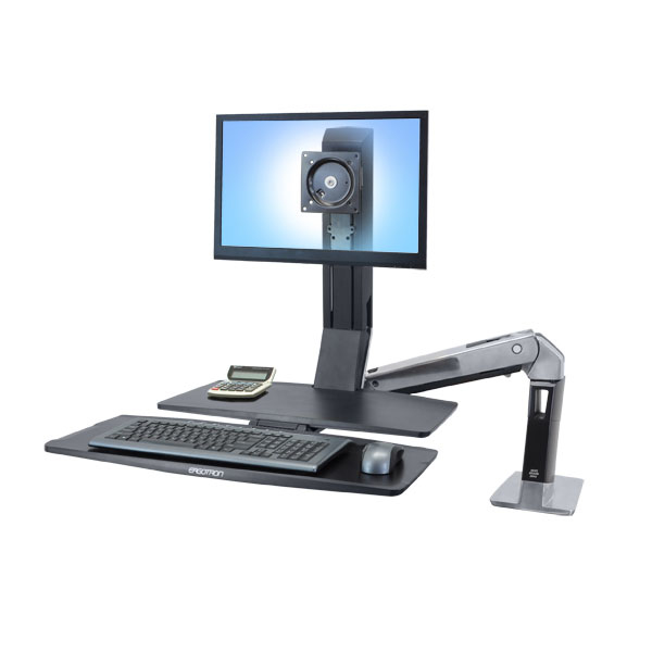 Ergotron WorkFit -A - Single LD @ Worksurface+ - 9.1 kg - 61 cm (24") - 75 x 75 mm - 100 x 100 mm - Black - 24-317-026