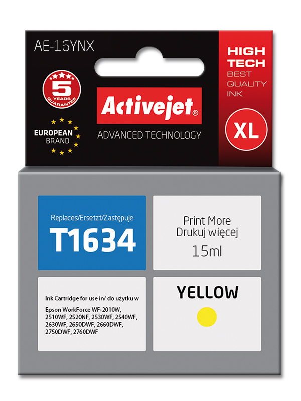 Activejet AE-16YNX ink cartridge yellow 15 ml replaces Epson 16XL T1634
