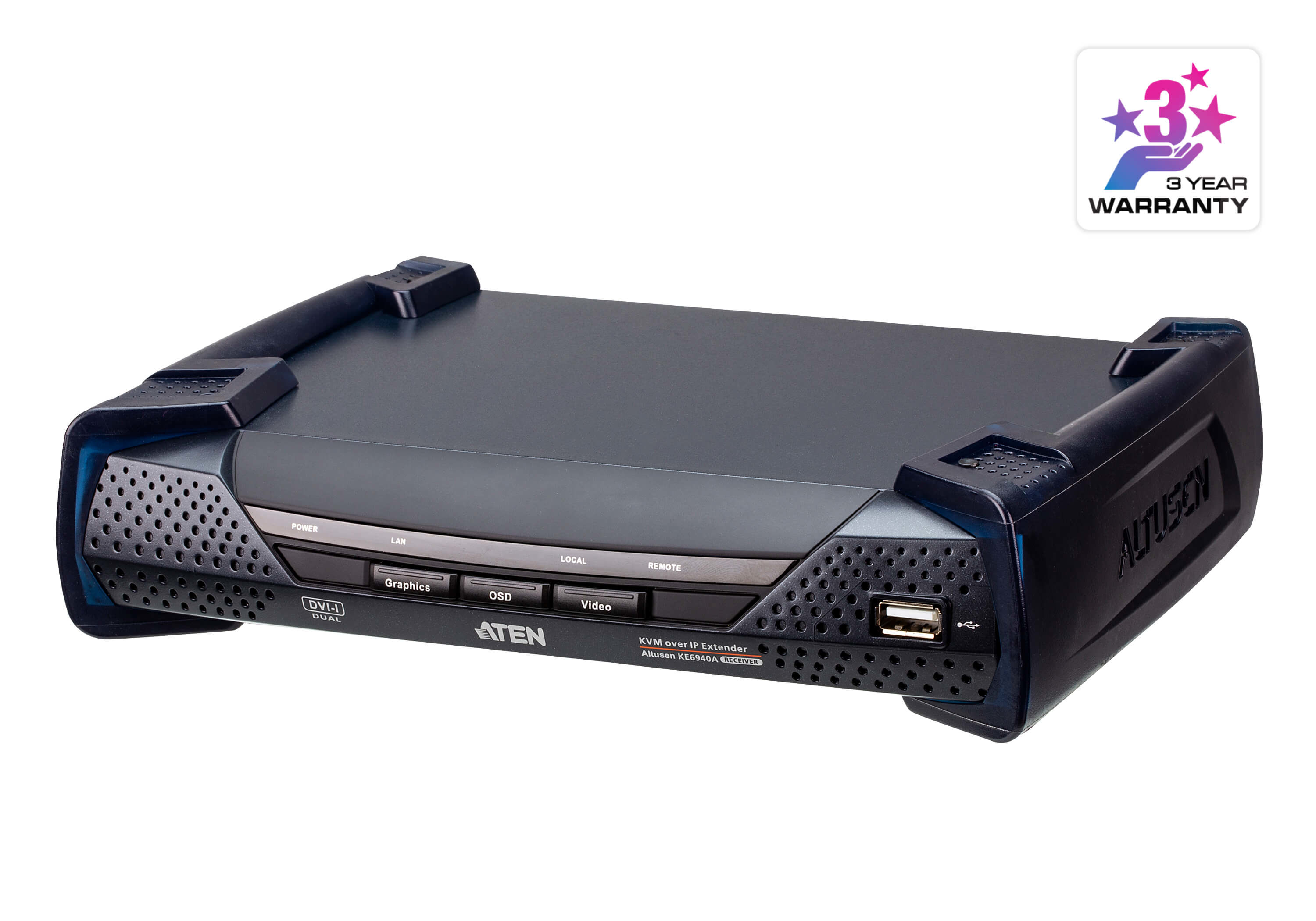 Récepteur KVM double écran DVI-I sur IP ATEN KE6940AR