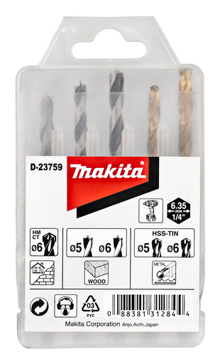 Makita D-23759 HSS-TiN Jeu de forets 5 pièces