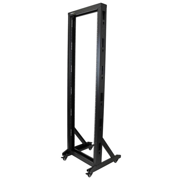 StarTech 2-Post Server Rack with Casters - 42U - 42U - Freestanding rack - 300kg - Black - Steel - Open - 2POSTRACK42
