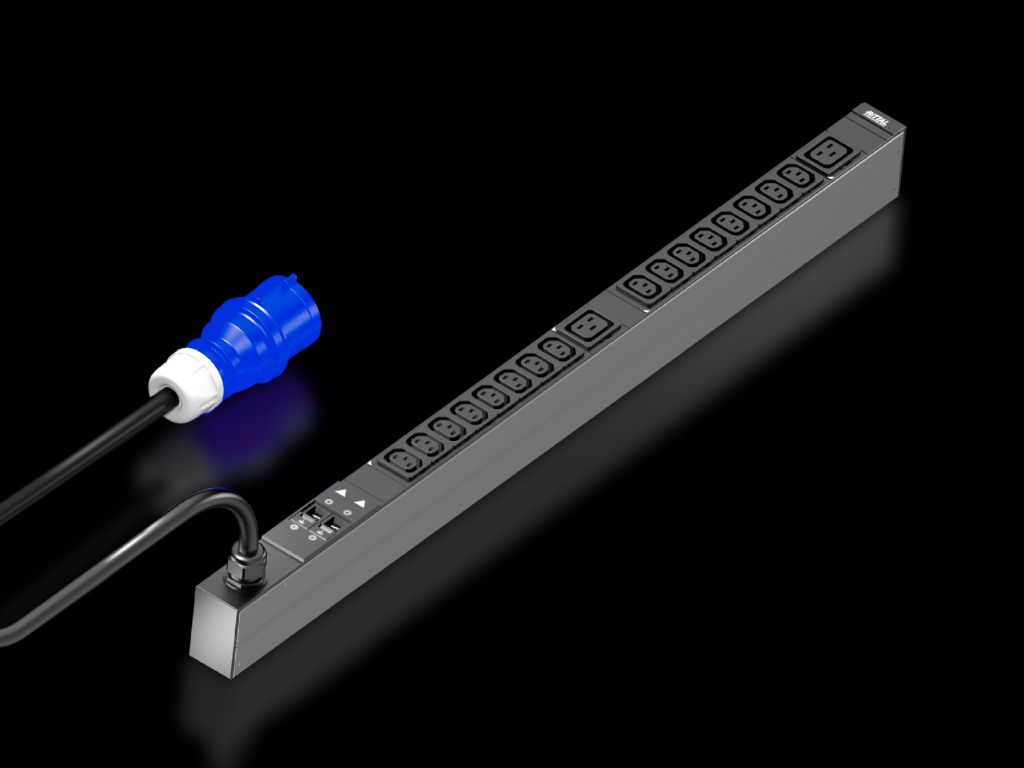 Rittal PDU Basic - kraftfördelningsenhet - AC 230 V - 7,4 kW - 1-fas - utgångsanslutningar: 18