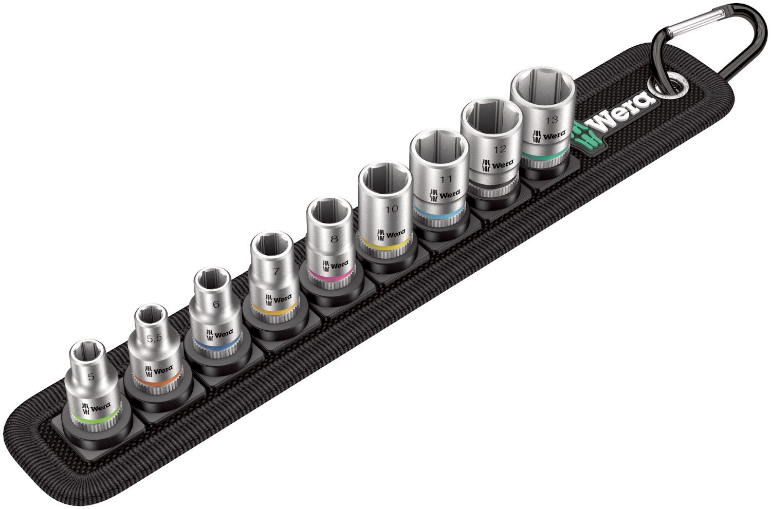 Wera 05003883001 - Jeu de douilles - 1/4" - Métrique - 9 têtes - 5, 5, 5, 6, 7, 8, 10, 11, 12, 13 mm