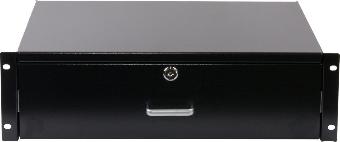 Rockstable 4U 19" Tiroir Verrouillable Acier Noir Ovale