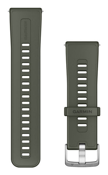 GARMIN REPLACEMENT SILICONE BAND MOSS GREEN W/ STAINLESS STEEL SILVER