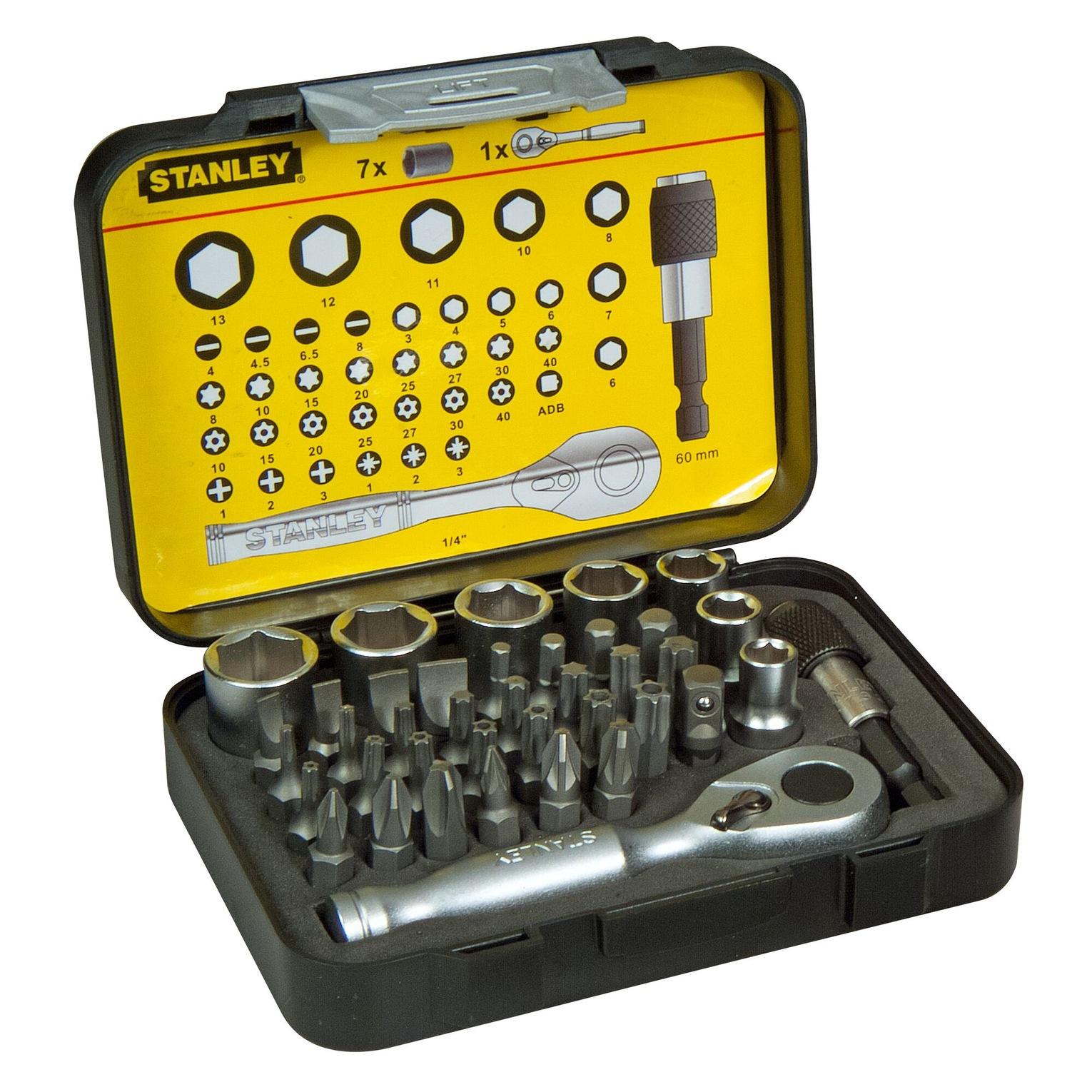 Black & Decker bit set 1/4" 39 parts with ratchet shank