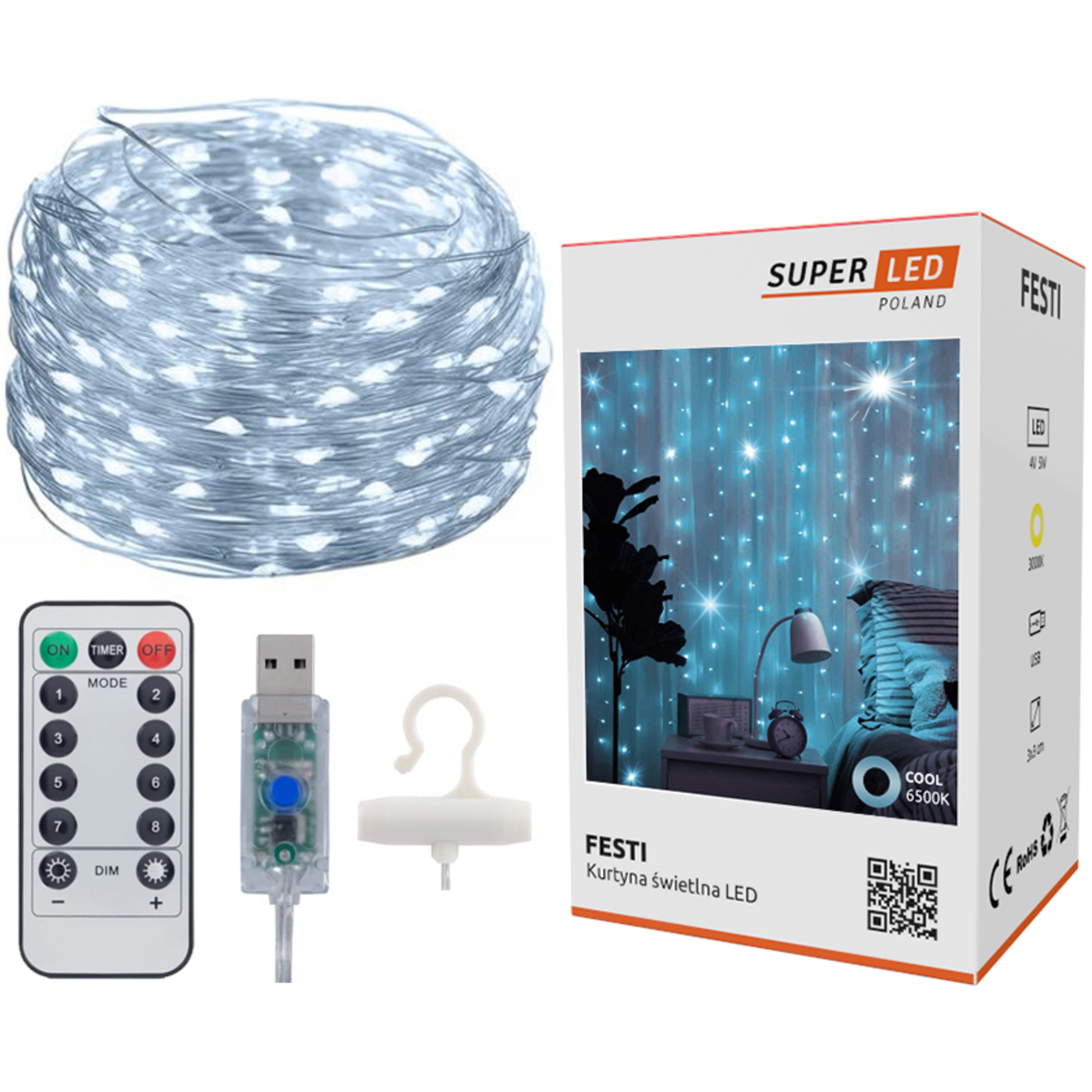 Extralink 3x3 LED curtain with remote BZ