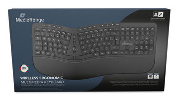 MEDIARANGE ERGONOMIC MULTIMEDIA WIRELESS KEYBOARD QWERTZ BLACK